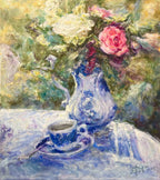 "Blue and Roses" Oil Painting
