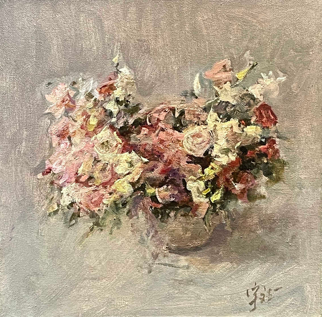"Bouquet in Grey Tones" Oil Painting