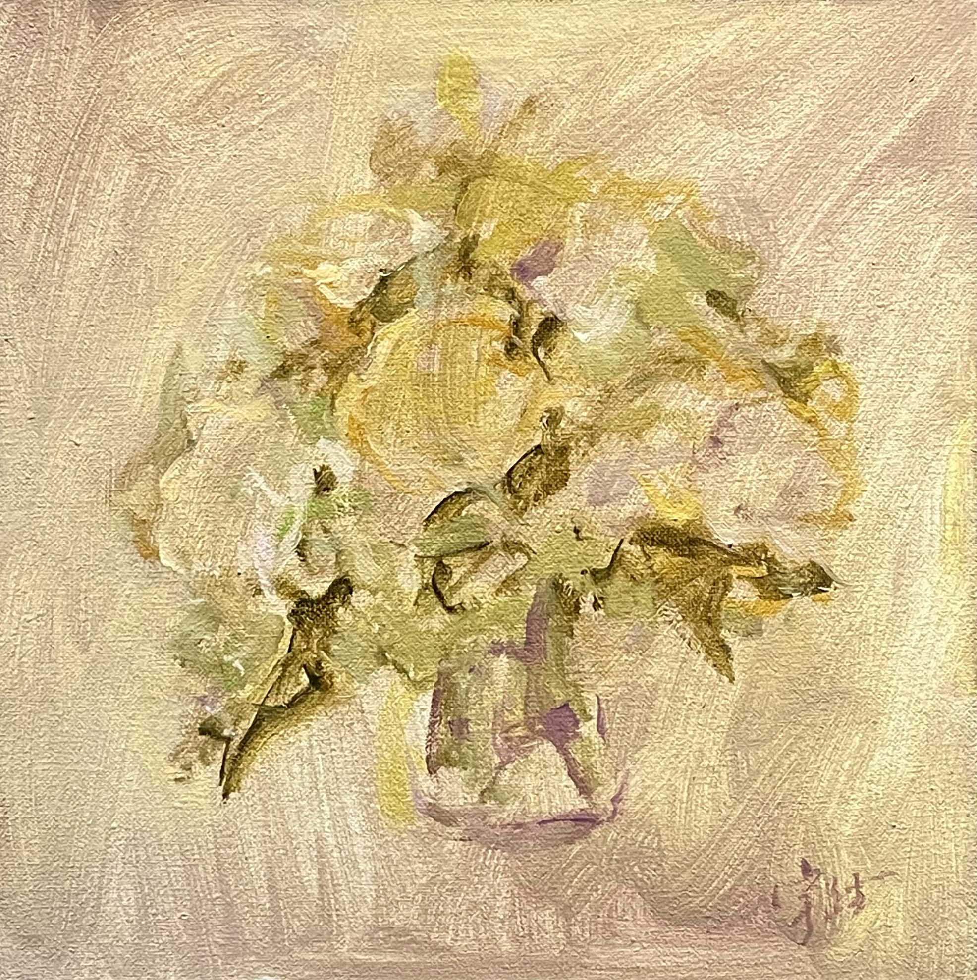 "Bouquet in Soft Gold" Oil Painting