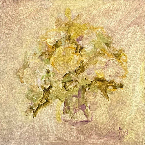 "Bouquet in Soft Gold" Oil Painting