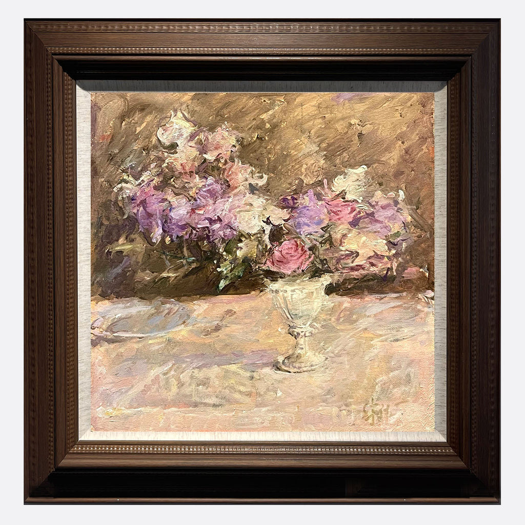 "Flowers in a Crystal Vase" Oil Painting