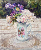 "Flowers on the Garden Table" Oil Painting