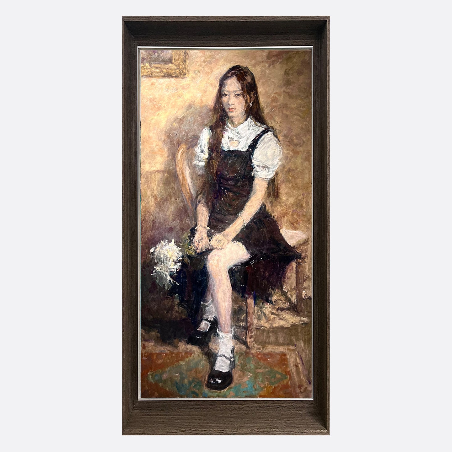 "Girl with White Gardenias" Oil Painting