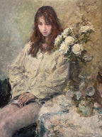 "Her and the White Roses" Oil Painting