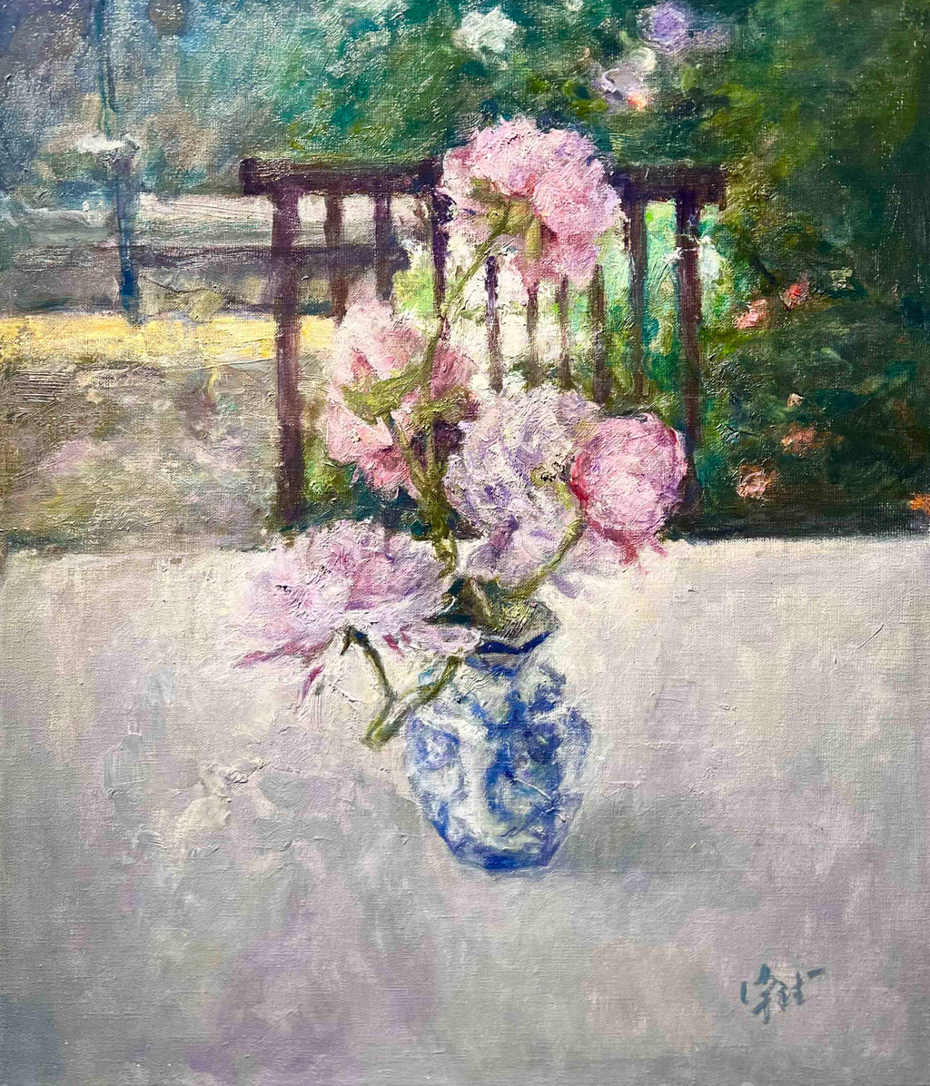 "Peonies by the Window" Oil Painting