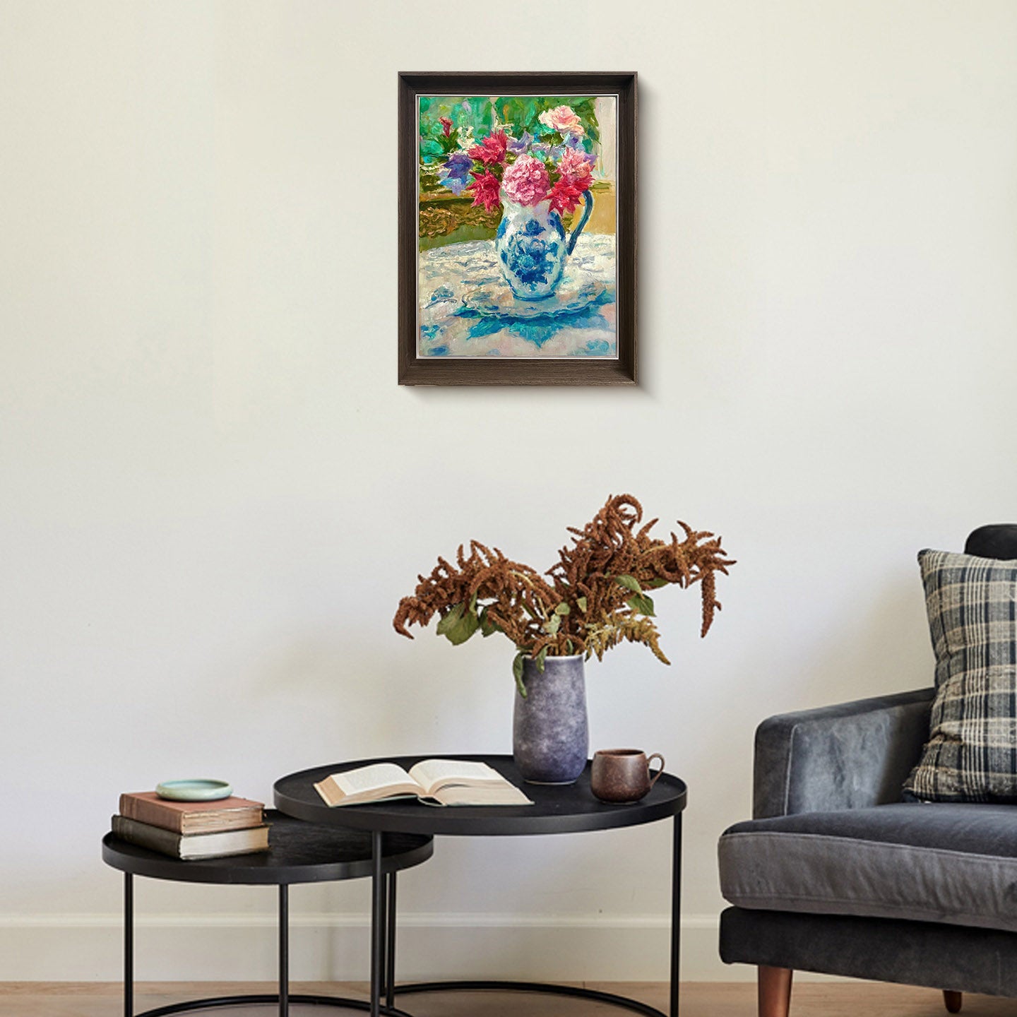 "Porcelain Vase And Blooming Flowers" Oil Painting