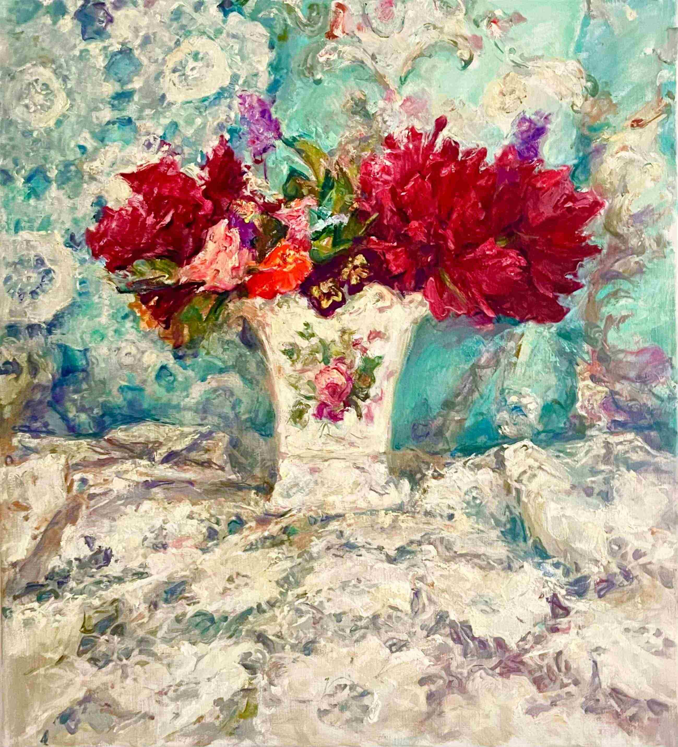 "Red Flowers" Oil Painting