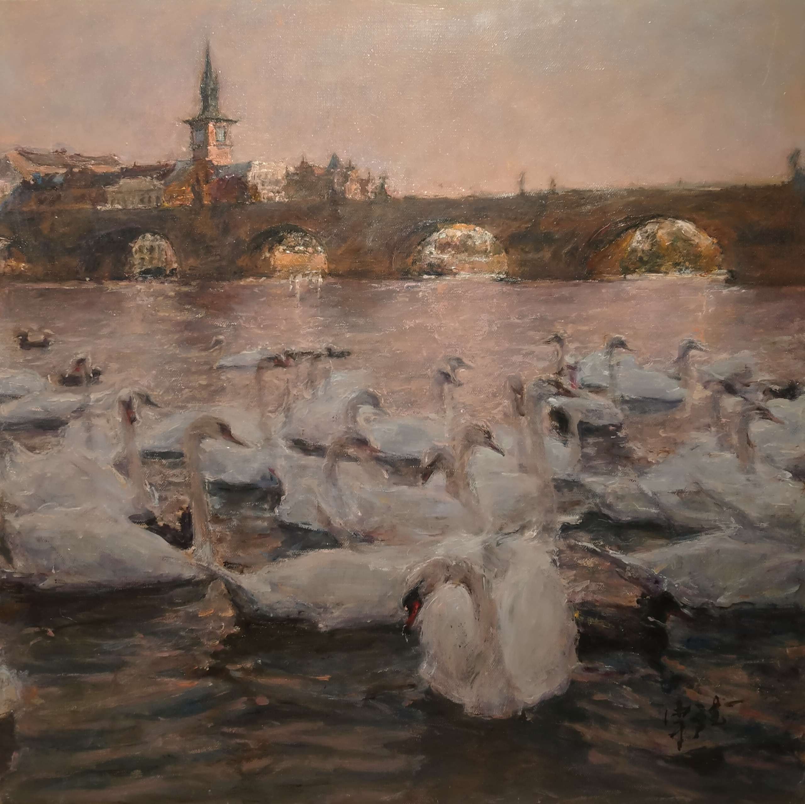"Swan Collection02" Oil Painting