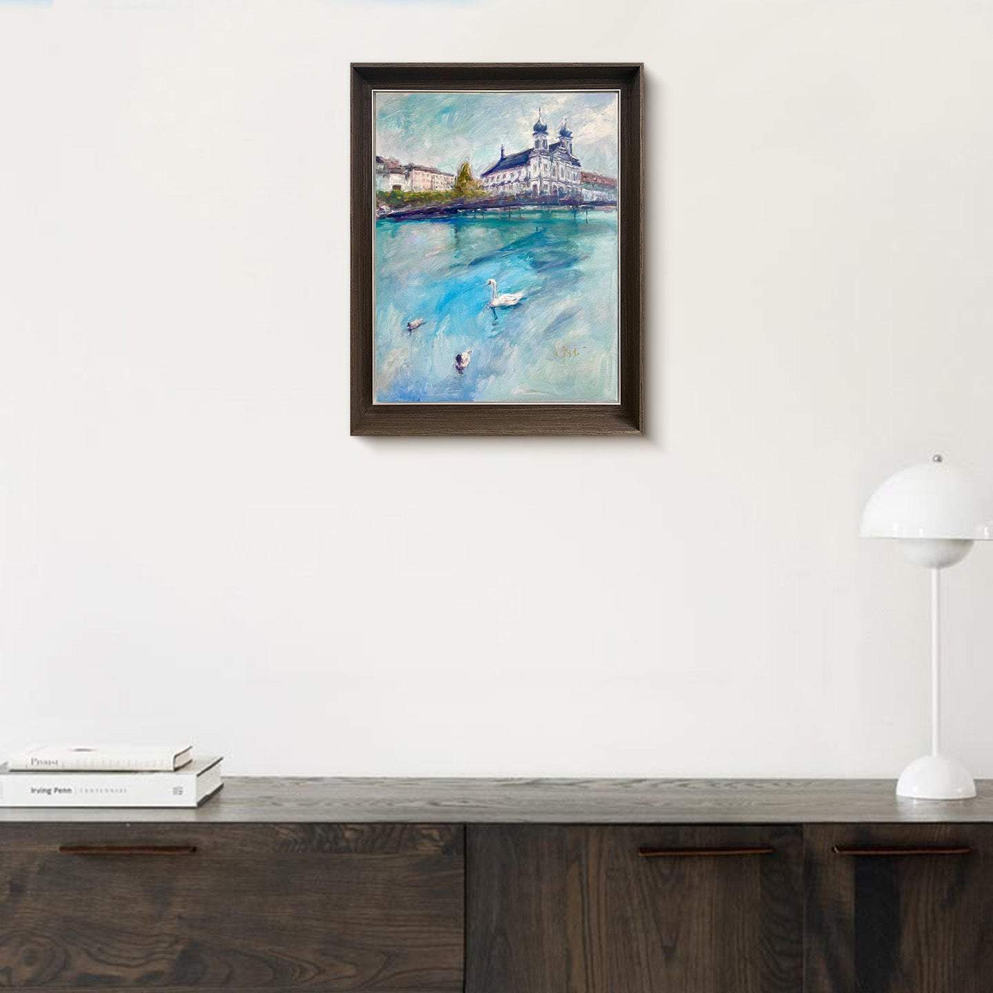 "Swan (Blue Tone)" Oil Painting