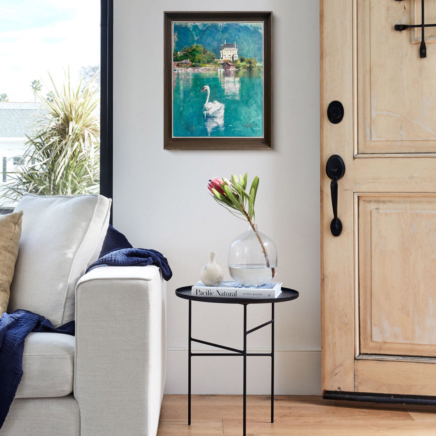 "Swan (Green Tone)" Oil Painting