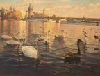 "Swans-of-the-Vltava-River Collection01" Oil Painting