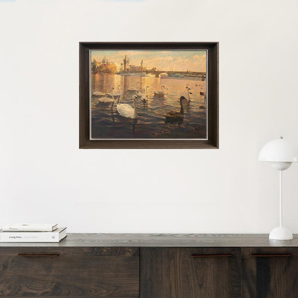 "Swans-of-the-Vltava-River Collection01" Oil Painting