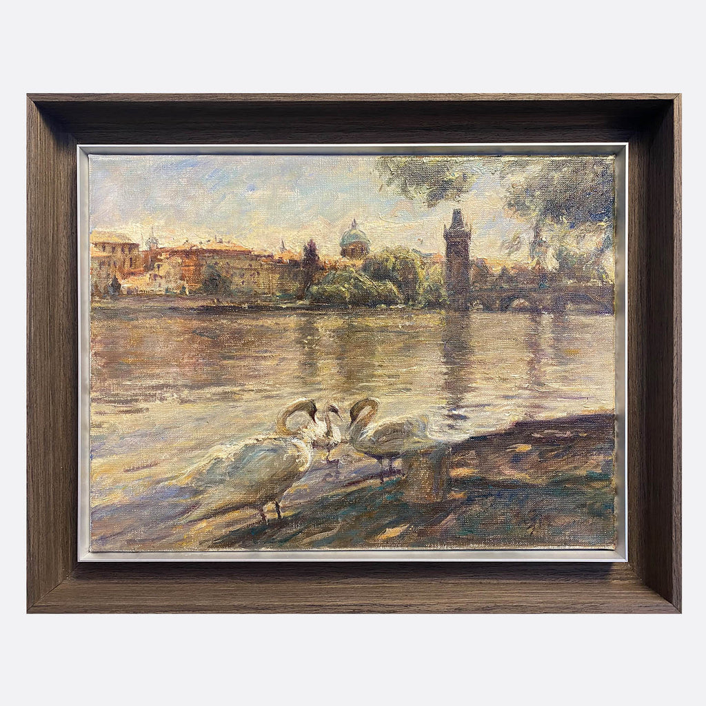 "Swans of the Vltava River Collection02" Oil Painting