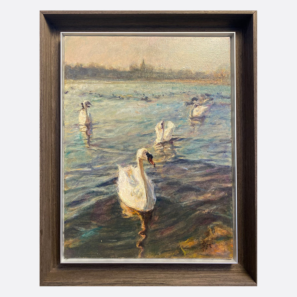 "Swans of the Vltava River Collection03" Oil Painting