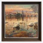 "Swans of the Vltava River Collection04" Oil Painting