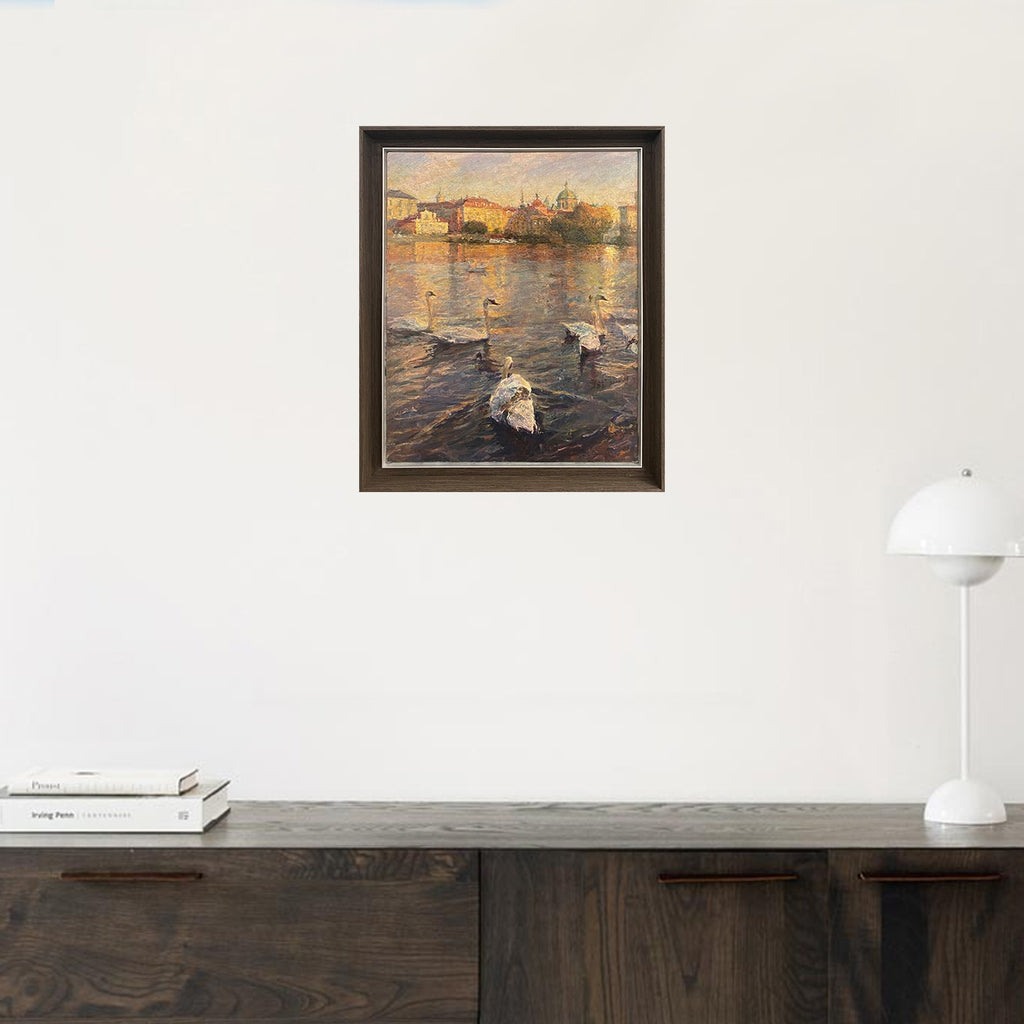 "Swans of the Vltava River Collection05" Oil Painting