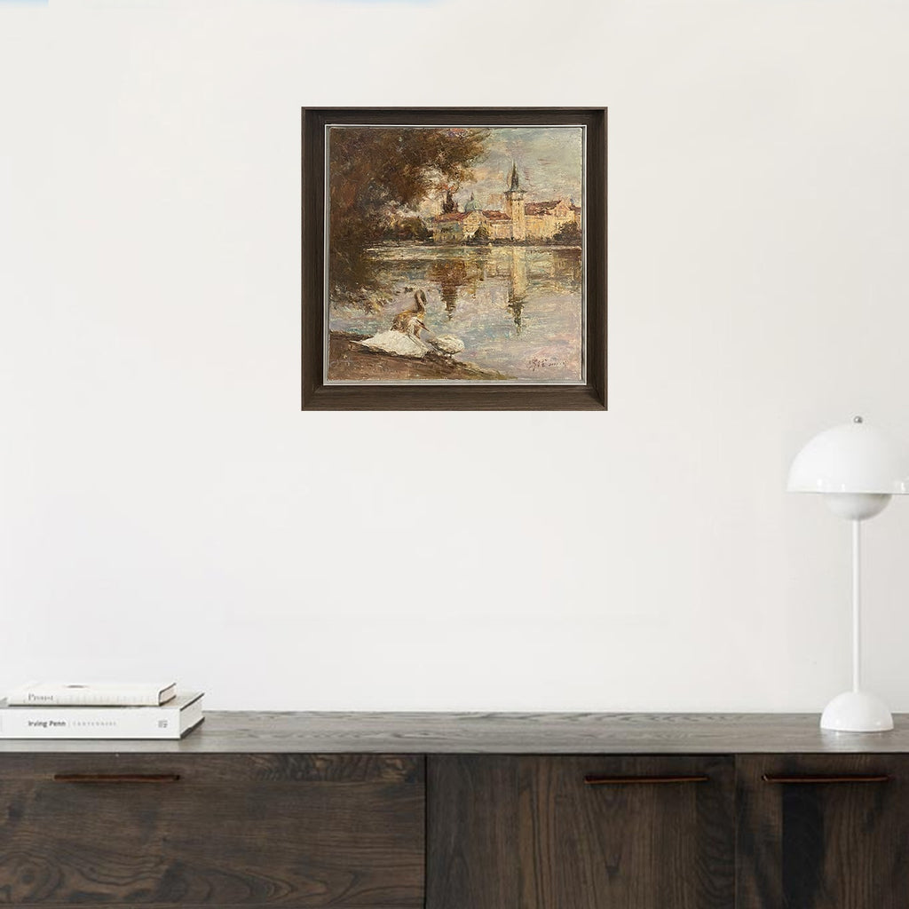 "Swans of the Vltava River Collection06" Oil Painting