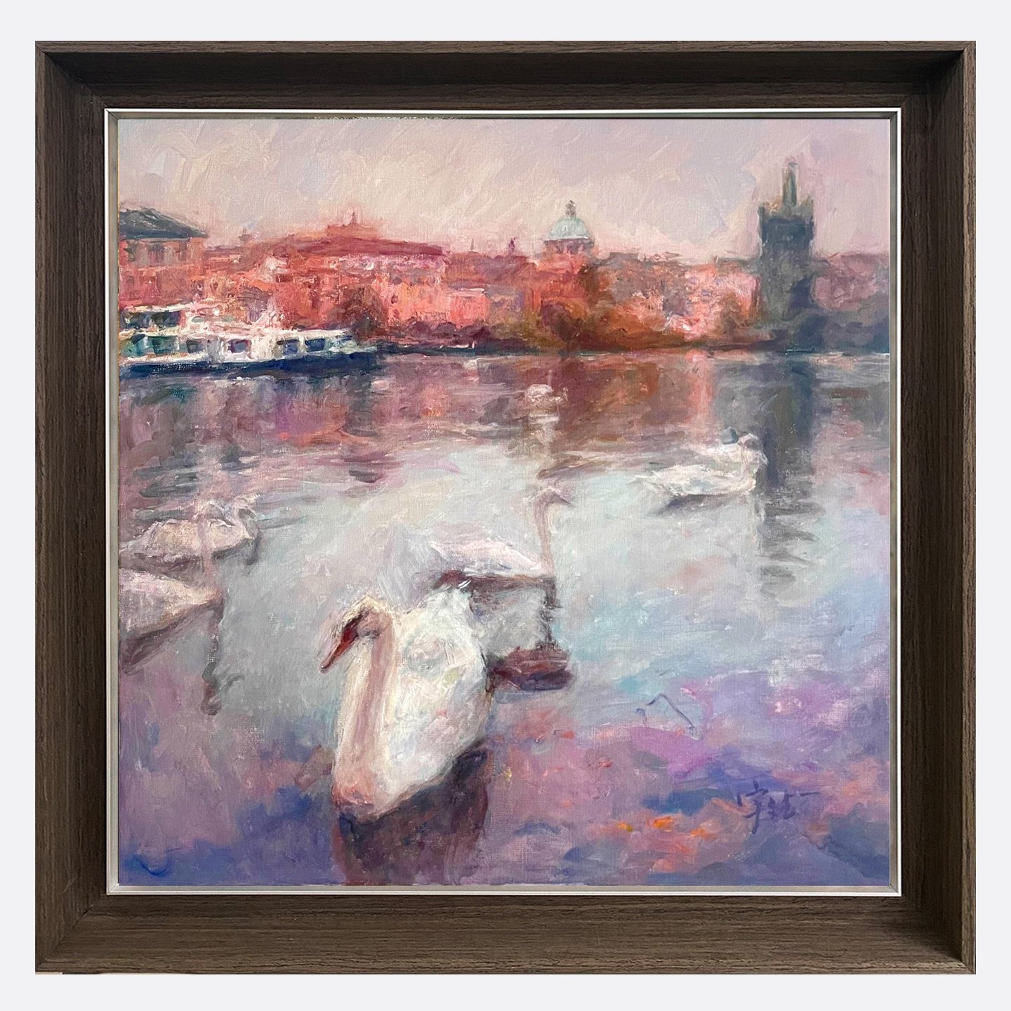 "Swans Of The River" Oil Painting