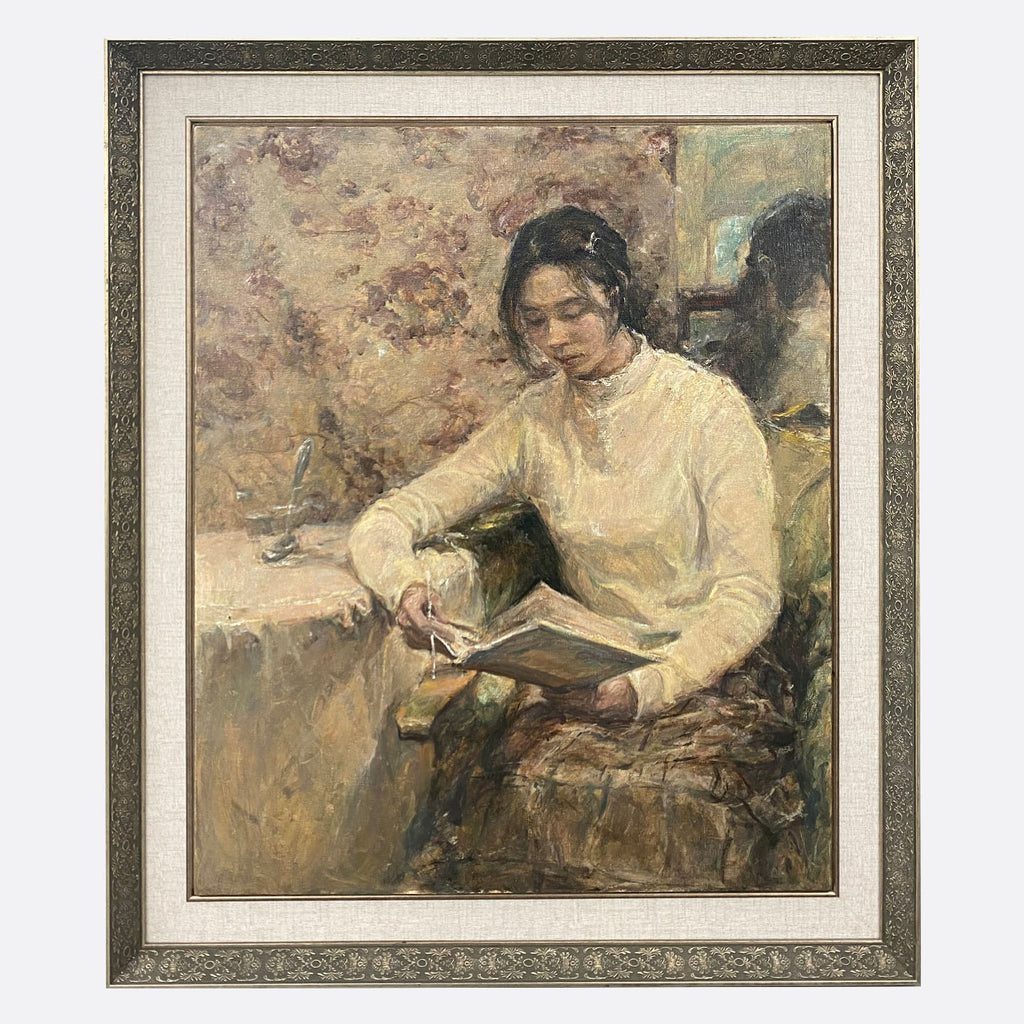 "Warm Light Between Pages" Oil Painting