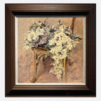 "White Roses by the Chair" Oil Painting